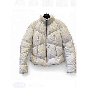 Women's add White Puffer Jacket with Rhinestones, Size 12 Down